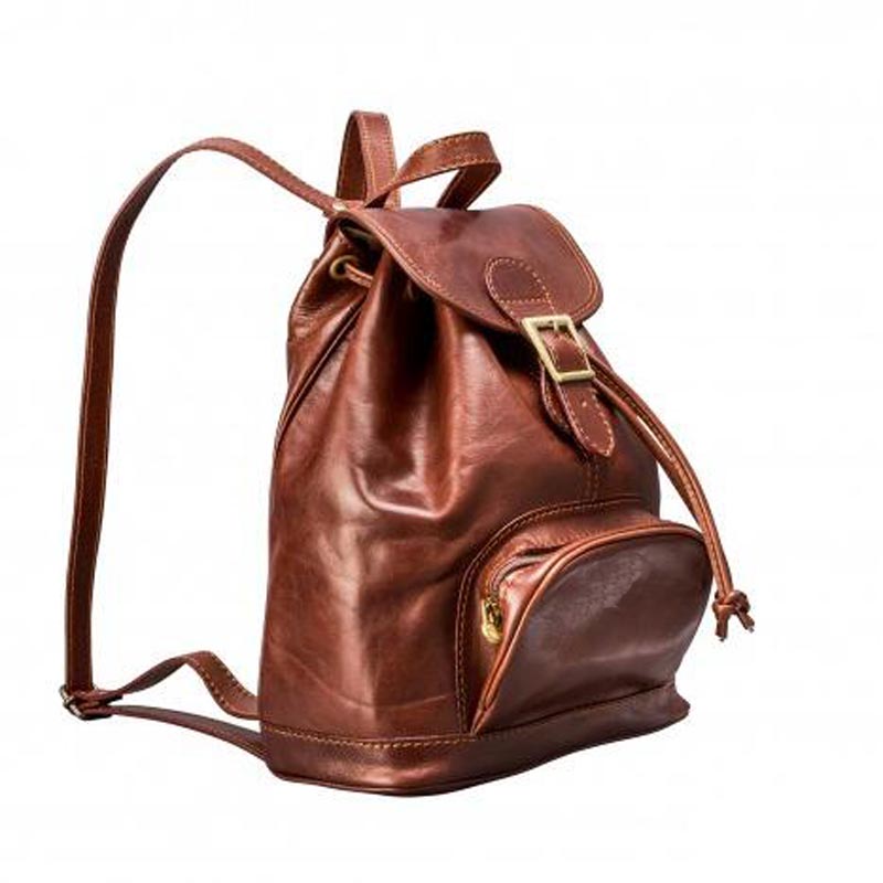 Leather Backpack With Drawstring Opening 