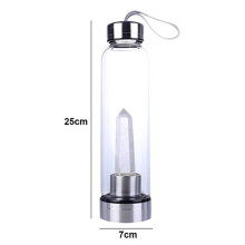 Transparent Natural Quartz Energy Obelisk Water Bottle Pointed Wand Tea Cup Gift for Home Office School