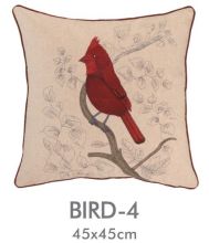 Poly Linen Bird Embroidered Decorative Pillows For Chair Bedding , 18 X 18” Pillows