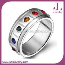 Gay Wedding Ring Stainless Steel Rainbow Stones Gay Men Ring