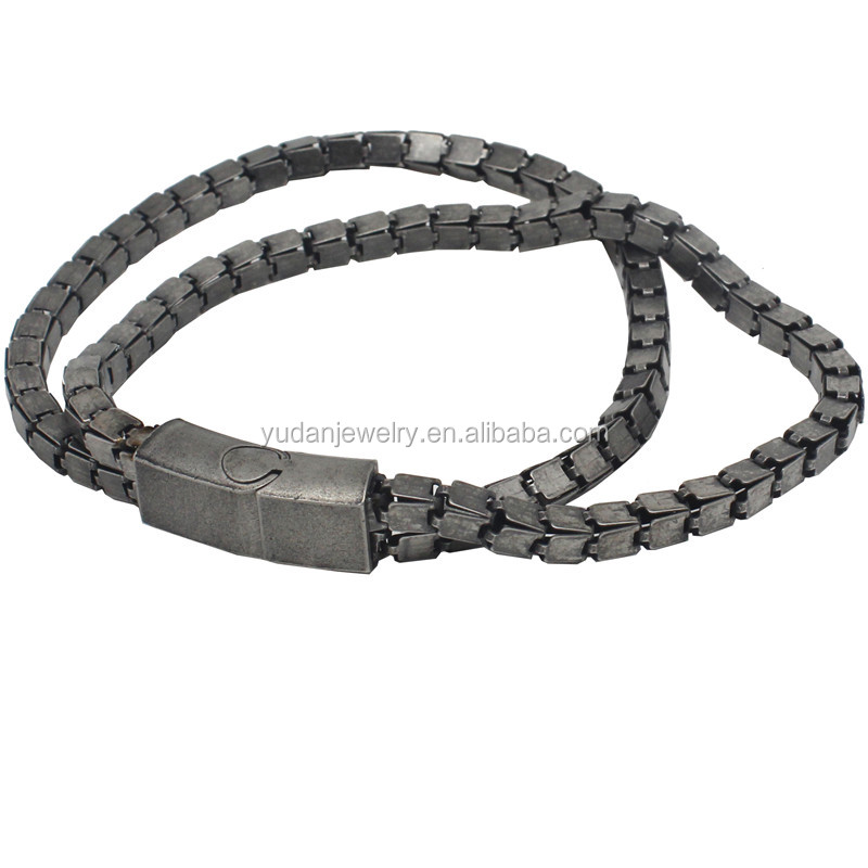 Mens Stainless Steel Bracelet Vintage Gun Black Biker Chain Link Bracelet