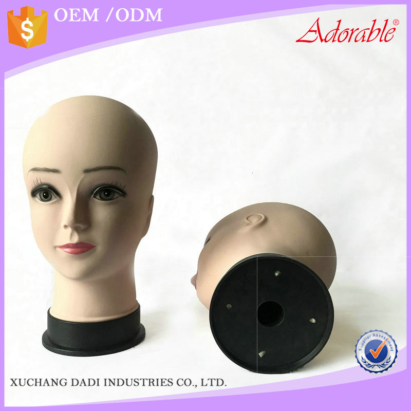 cheap factory female wig display mannequin head bald wig without hair,training head for white women has make up