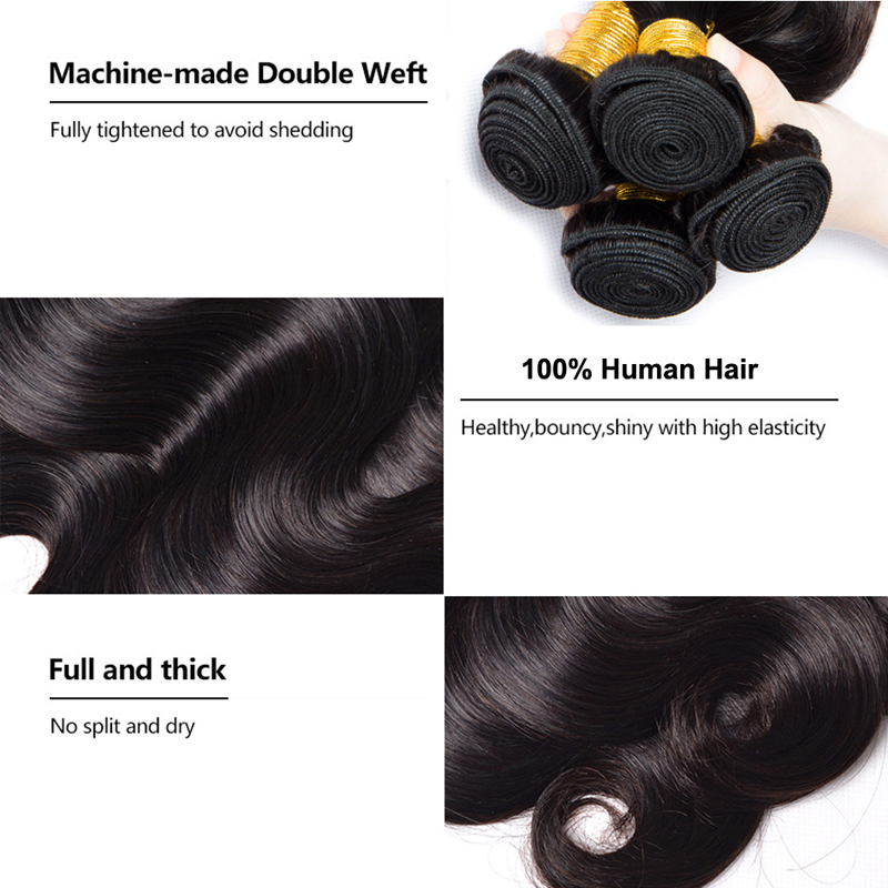 Unprocessed Brazilian Virgin Cuticle Aligned Human Hair Bundles ,Body Wave Human Hair Extension