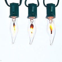 Flicker Fairy Lights: C7 Candle Fire Flame Clear Flicker Flame String Lights for Holidays