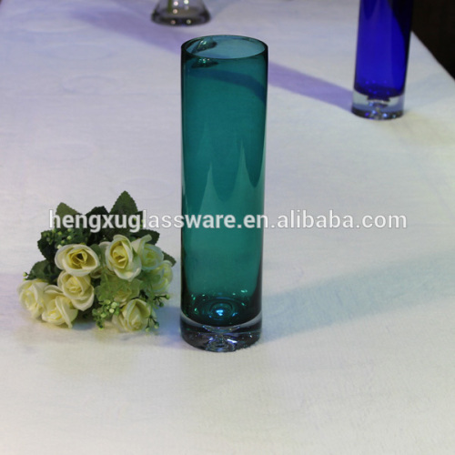 colored glass vase with bubble base