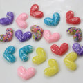 Mini cuentas de varios colores en el interior de resina en forma de corazón cuentas de espalda plana Slime DIY artesanía decoración niñas accesorio de ropa para el cabello