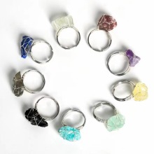 Adjustable Natural Rough Freeform Crystal Ring Genuine Raw Irregular Gemstone Jewelry for Women
