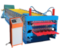 Double layer roofing panel production line