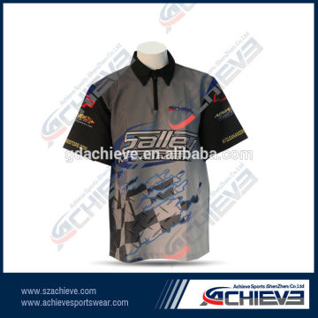 Motocross pit crew shirts polyester racing shirts with 1/4 zip