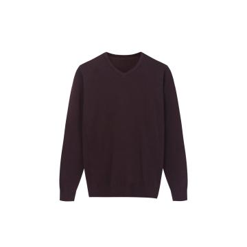 Pullover da uomo in cotone/nylon con scollo a V slim fit lavorato a maglia