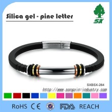 Best sale Fashion high quality 316L Stainless Steels and Genuine silicone sports bracelt&bangles