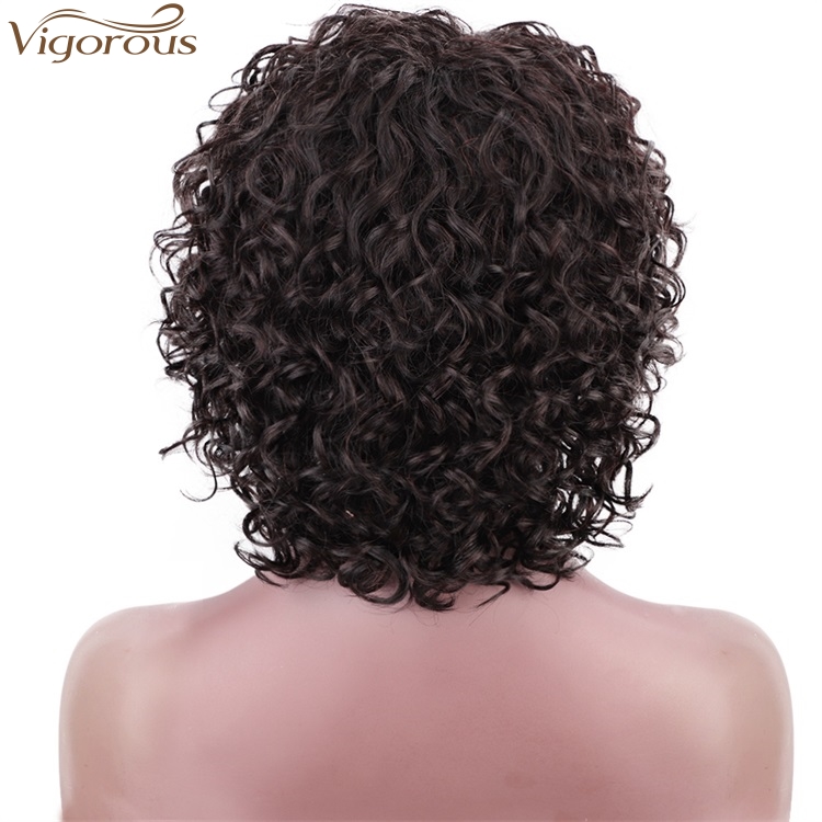 Vigorous 12 Inches Side Part Brown Short Hair Wig Human Hair Wigs Afro Curly Wigs For White Women Wholesale Price