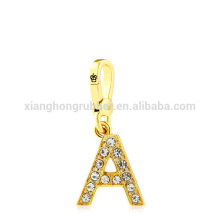 Gold rhinestone alphabet charm letter pendant alphabet keychain