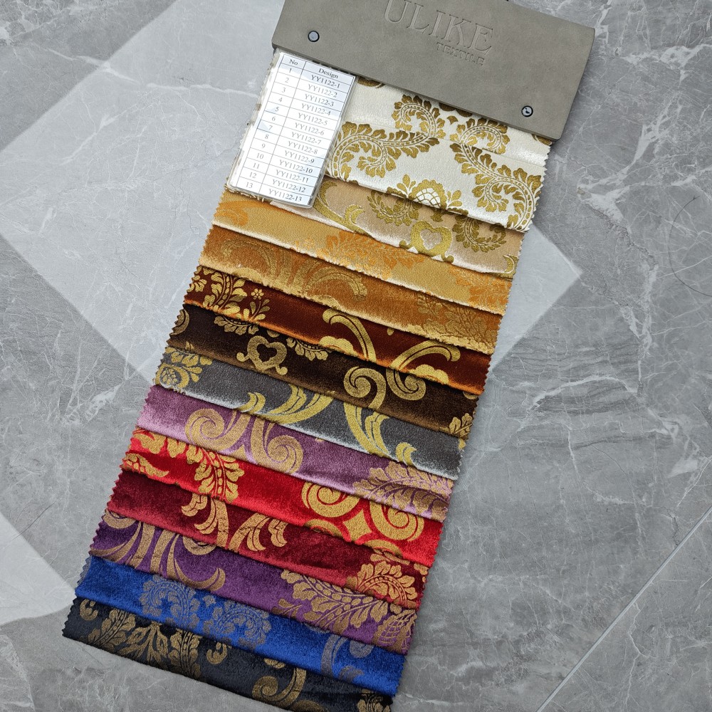 پارچه مخملی رنگارنگ رویال گل ژاکارد Colorful Royal Floral Jacquard Velvet Fabric