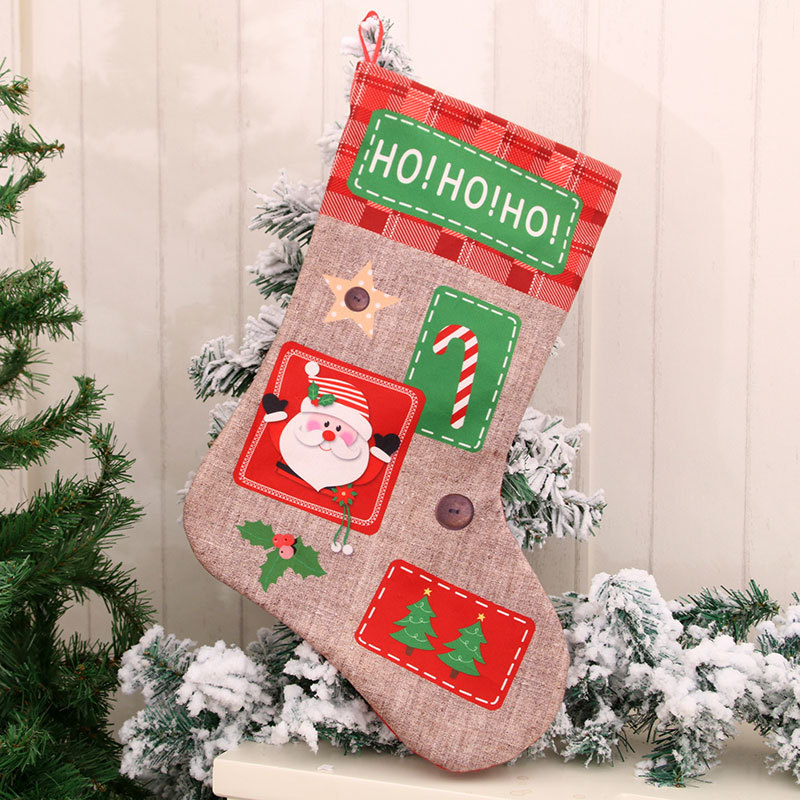 New Christmas extra large linen letters Christmas stockings Christmas gift bag decorations