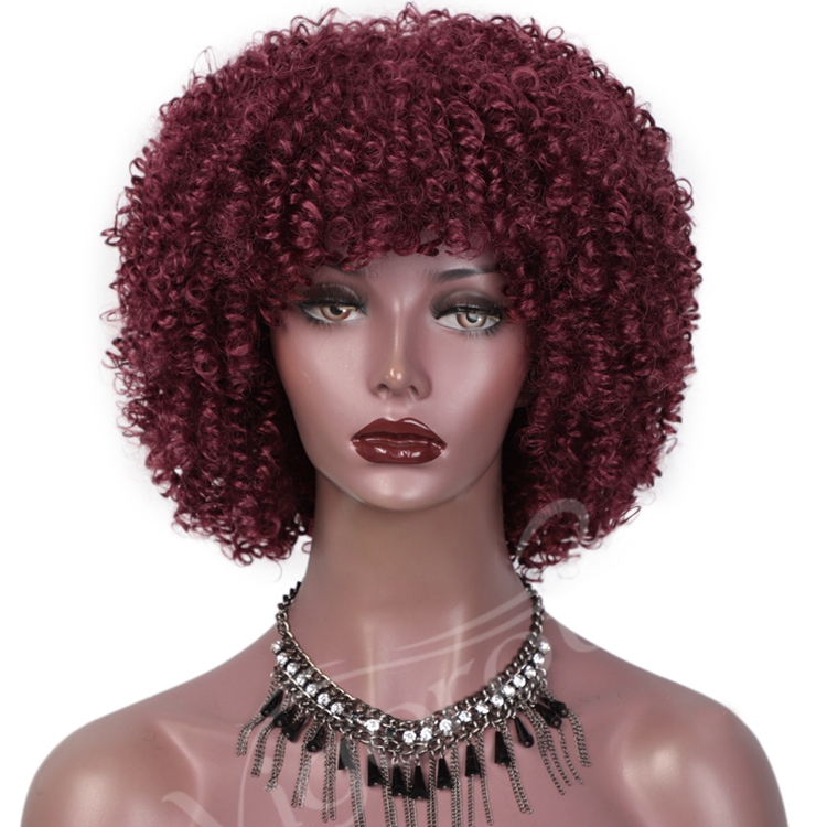 New Design Spring Gluless Lowest Price Short Kinky Curly Wholesale Red Bob Short Bob Cut Wig Black Women Synthetic