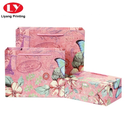 Custom flowers printing shopping paper bags