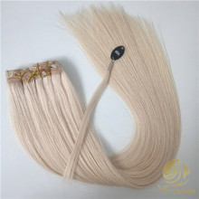 Custom white #60A clip in hair extensions