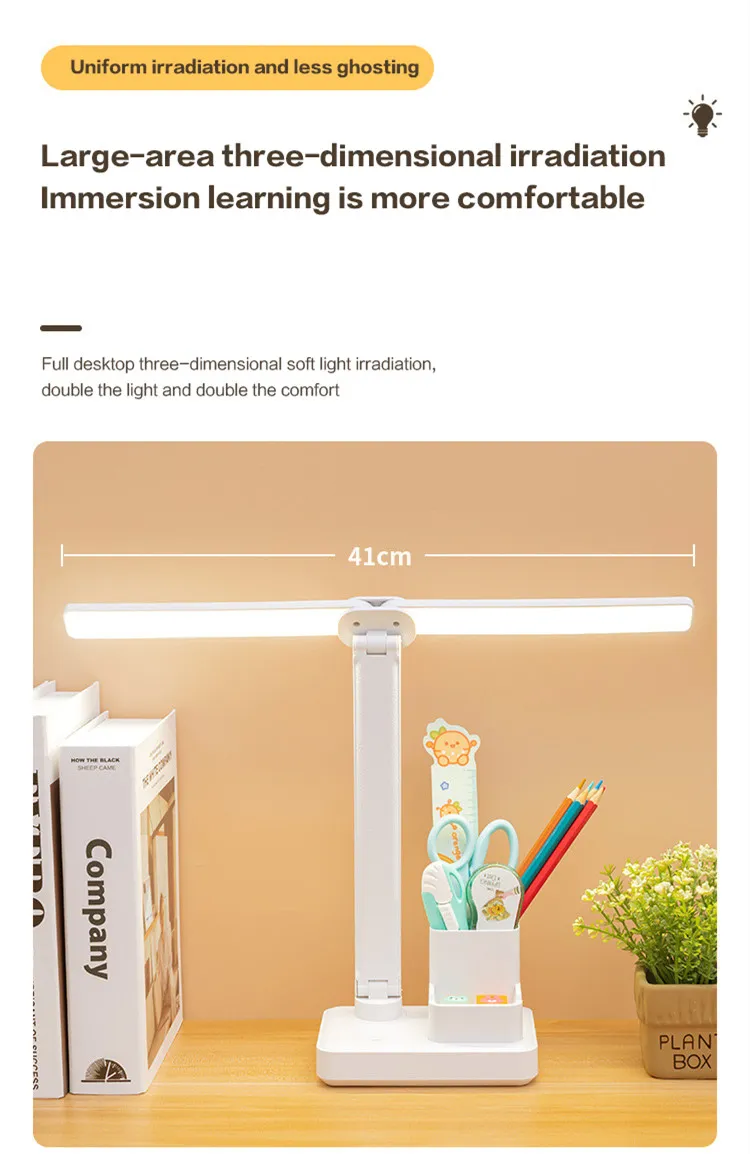 Rechargeable Double Head Desk Lamp with Eye Protection