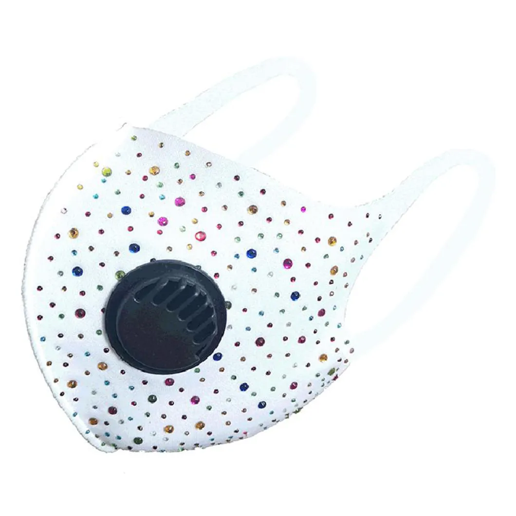 New with Breathing Valve Flash Rhinestone Dust Cloth Washable Facemask