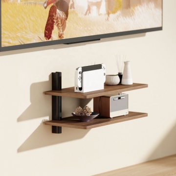 Modern 2-Tier Stylish Wall Shelf - Floating Mount Storage Rack for Media Box
