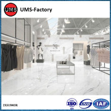 Faux carrara marble porcelain tile floor