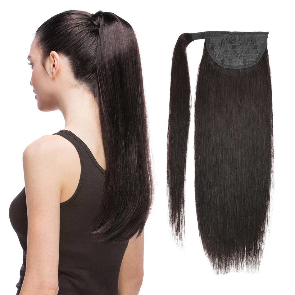 100% Human Hair Ponytail Brazilian Machine Remy Ponytail Natural Straight Clip on Human hair,Virgin hair Extensions  100g 9pcs