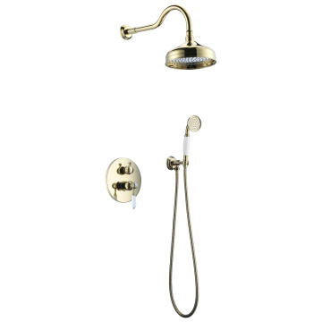 Gold Shower System mit Regendusche und Handheld Hand