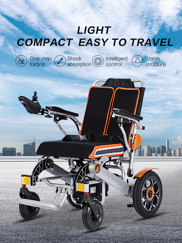 Travel lightweight aluminum multifunctional portable foldable folding electric wheelchair