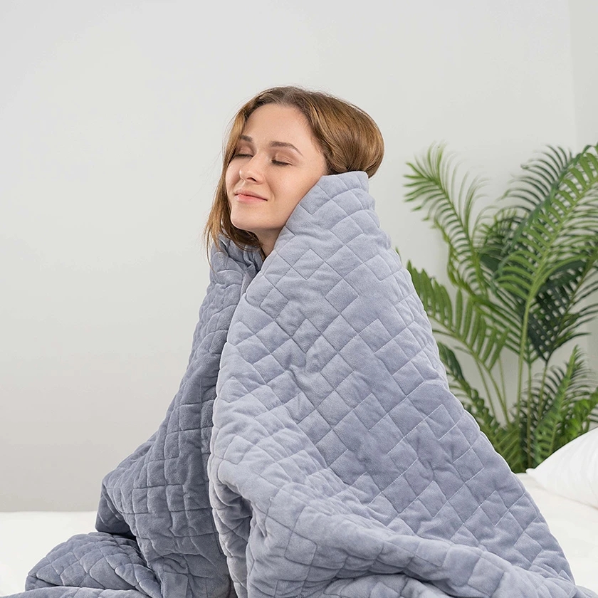 manta lastrada acolchada minky gris gray minky quilting weighted blanket