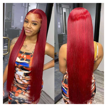 Red Human Hair Hd Lace Front Wig Brazilian Human Hair Lace Front Ombre Dark Black Red Wig body Wave Lace Frontal Wig Red
