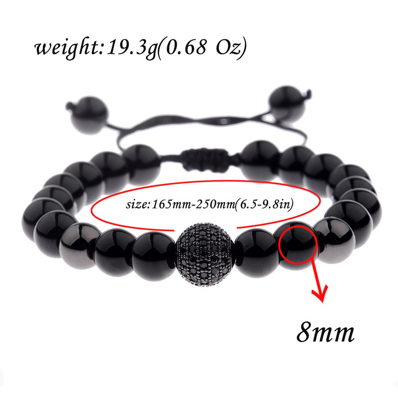 Explosion bracelet micro-inlaid zircon ball bracelet black agate sandstone couple models bracelets