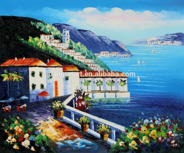 Mediterranean Landscape Oil Painting On Canvas,scene oil painting