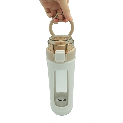 Single Wall Glass Water Bottle with Loop 410ml