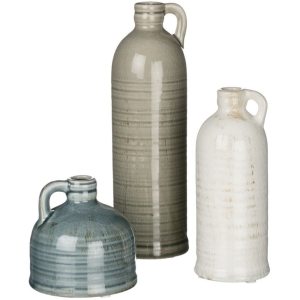 Modern Farmhouse Decorativo pequeno conjunto de vasos de jarro de cerâmica