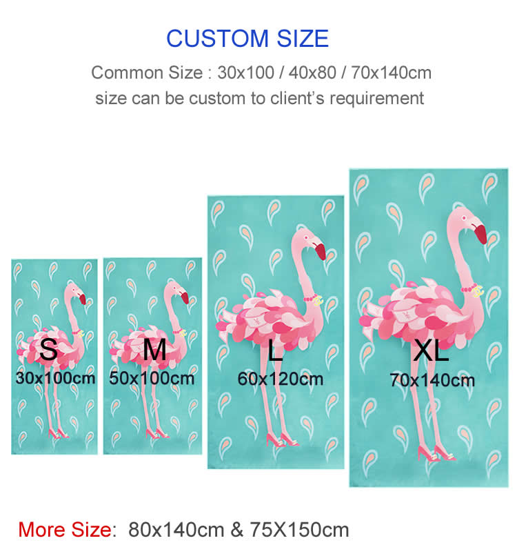 Custom Printed Logo Microfiber Towel Super Absorbent Dry Fast Soft Lightweight Sand Free Beach Towel