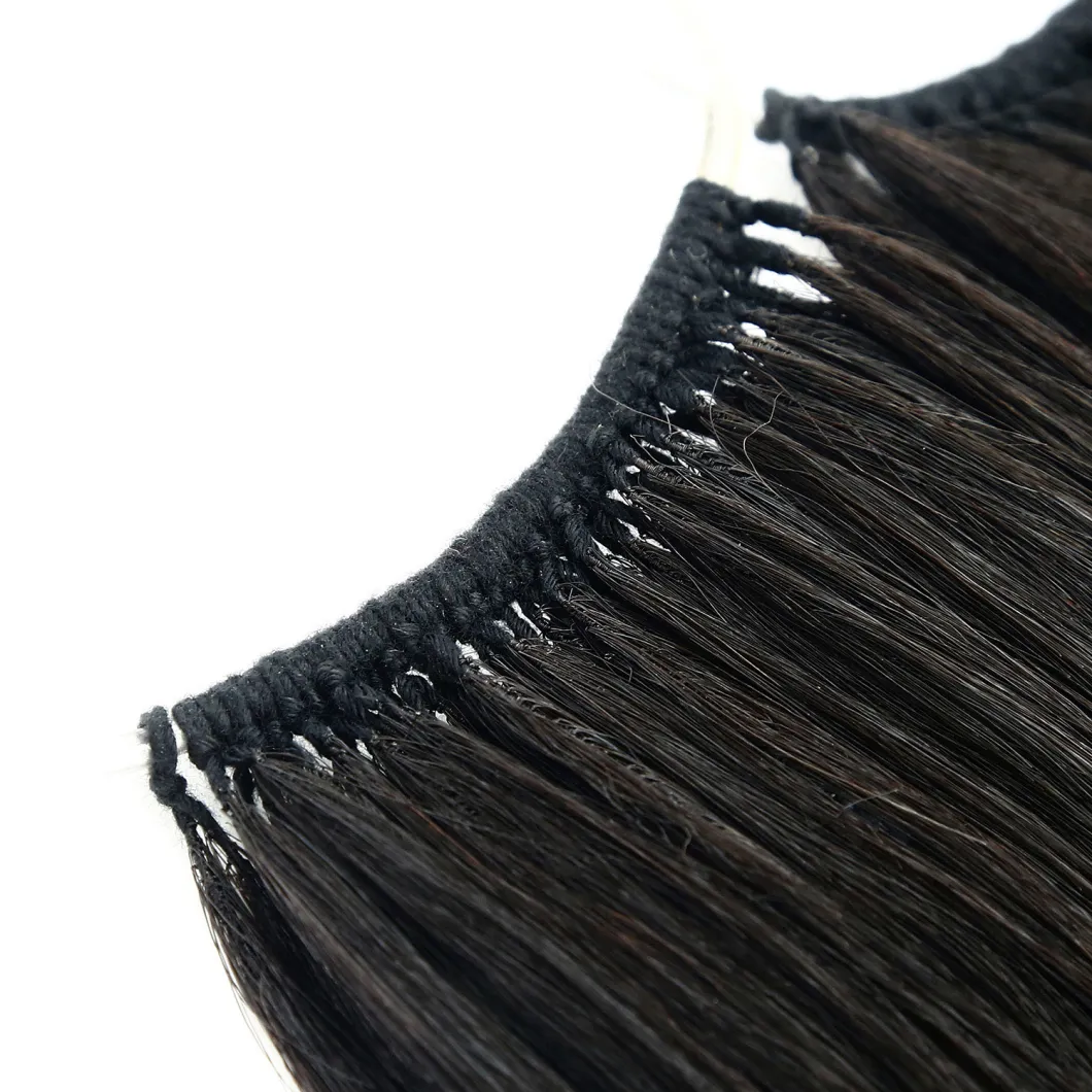 18inch 1# Human Knot Thread No Tip Tie Hair Extensions Keratin Remy Virgin Hair