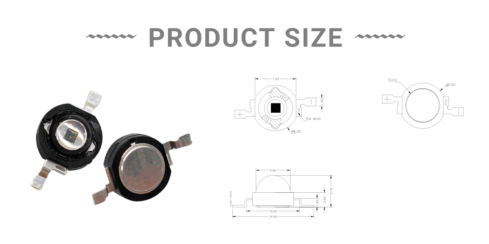 Size of high power 850nm LED