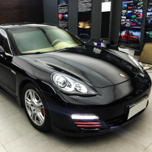 TSAUTOP Super Glossy Air Channel Gloss Black Metallic Vinyl Wrap