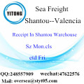 Shantou Port LCL Consolidatie naar Valencia