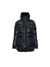 Black hooded down jacket