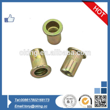 Zinc-plated flat head rivet nut