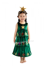 Christmas tree girls dress with star headband
