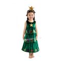 Christmas tree girls dress with star headband