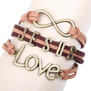 new metal Jesus LOVE christian Infinity bracelet bronze alloy braided Love bracelets for women wholesale