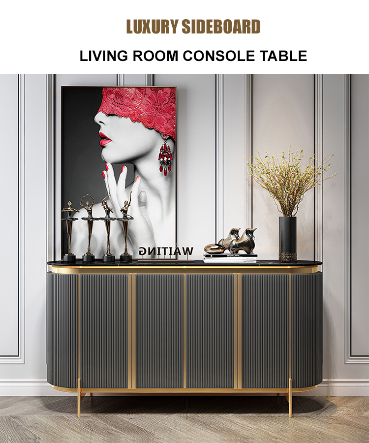 Hot sale factory direct sideboard gold buffet modern luxury console table for dining room furniture ready to ship