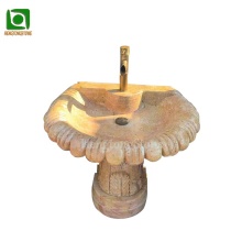 Yellow Marble Wash Basin: Freestanding Indoor Sink Sculpture
