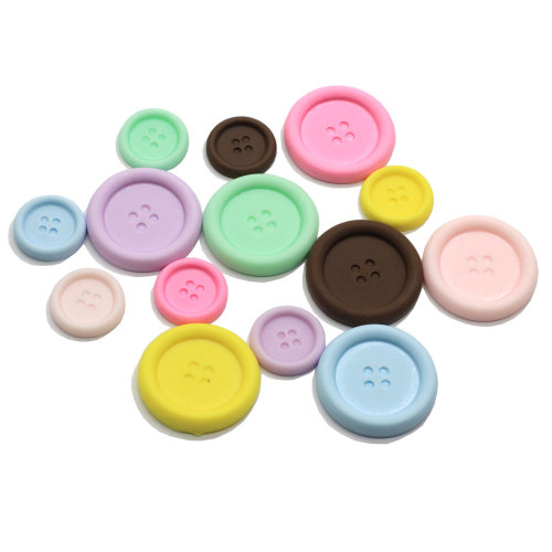 Usine nouvelle arrivée couleur Pastel résine Flatback bouton Cabochons 15 MM 24 MM forme ronde 4 pièces pas à travers les trous boutons bijoux bricolage