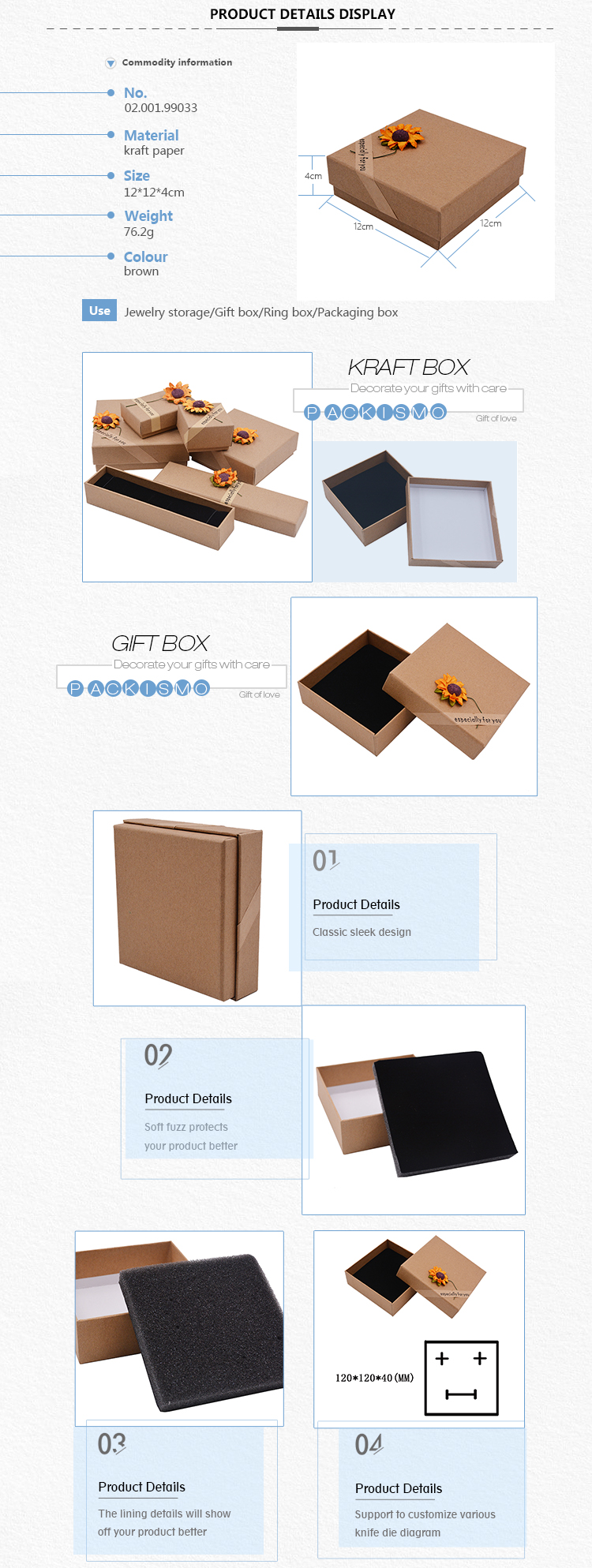 High Quality Necklace Pendant Ring Earring Packaging Gift Kraft Paper Jewelry Packaging Gift Box