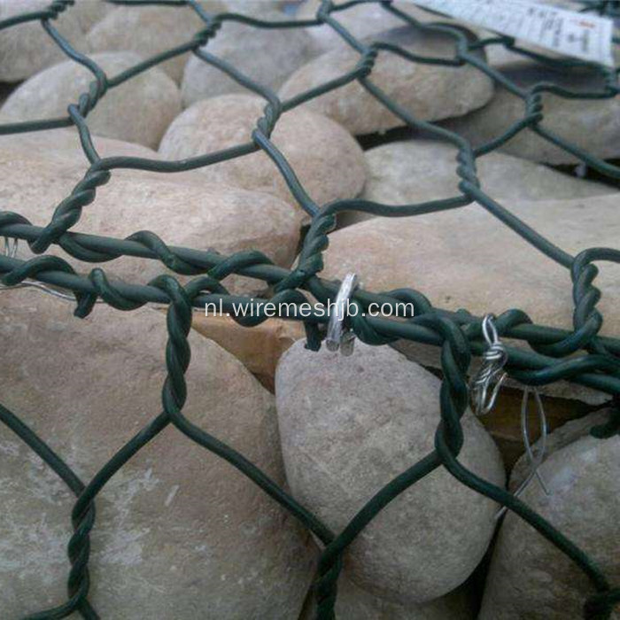 Groene kleur zeshoekig gat PVC gecoate Gabion-dozen